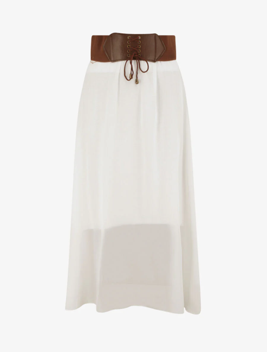 Vloeiende effen midirok - wit