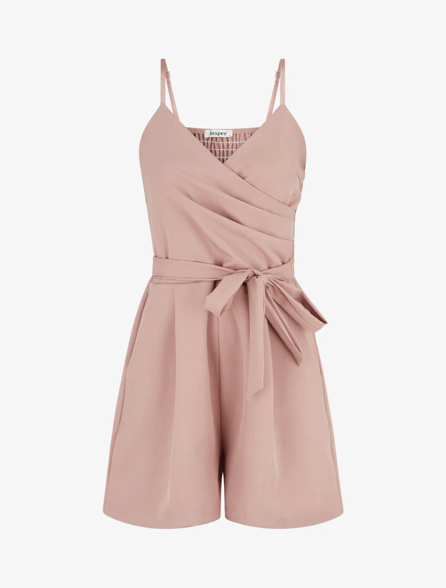 Vloeiende jumpsuit met fijne bandjes - Oudroze