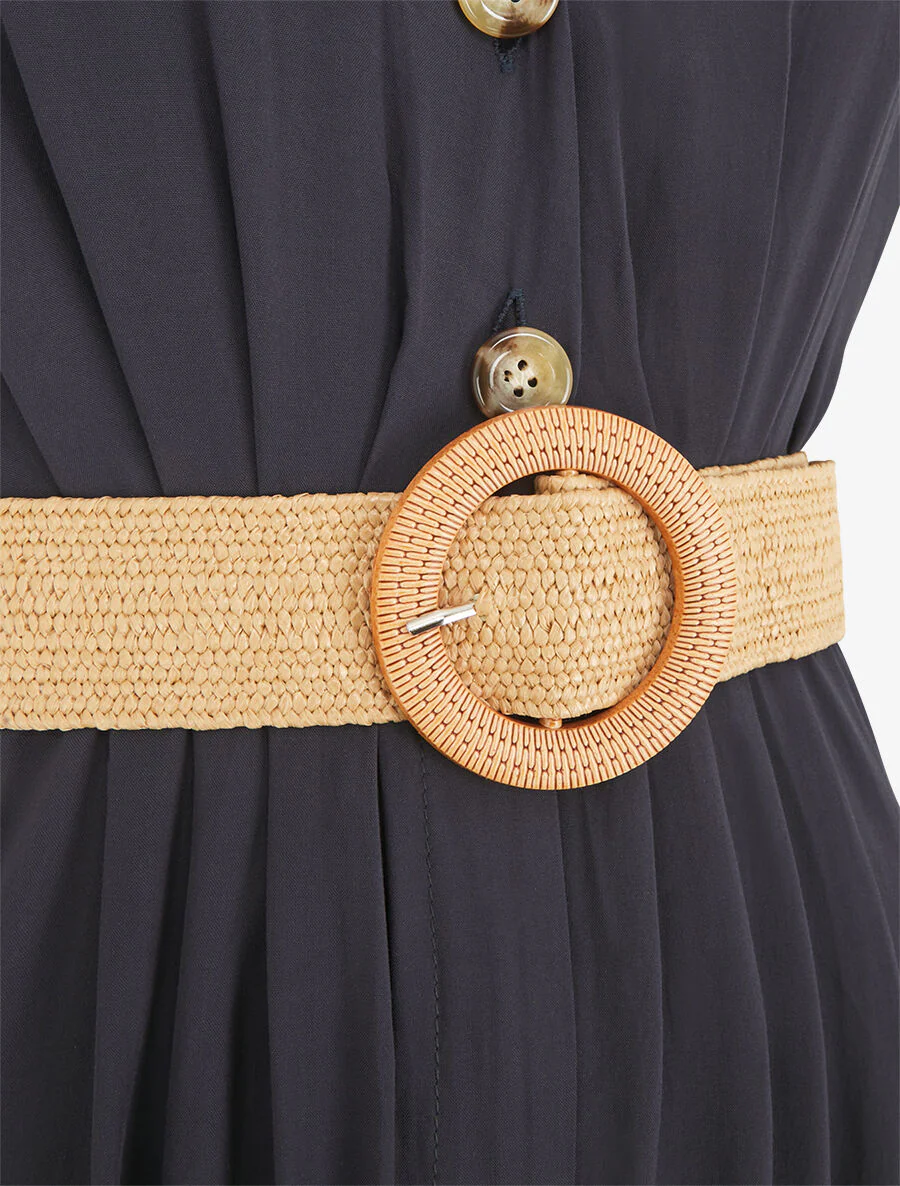 Vloeiende jumpsuit met korte mouwen - Marineblauw - Image 3