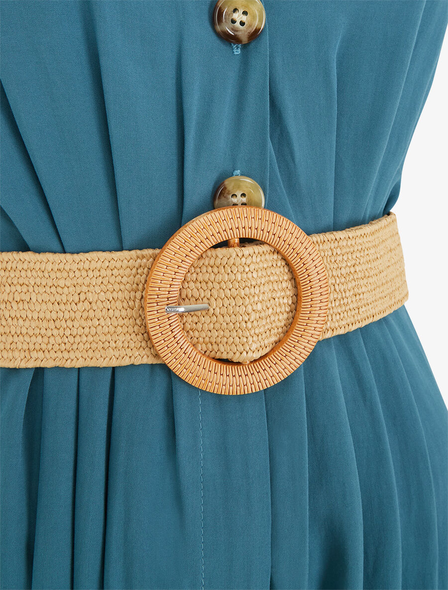 Vloeiende jumpsuit met korte mouwen - Blauwgroen - Image 3