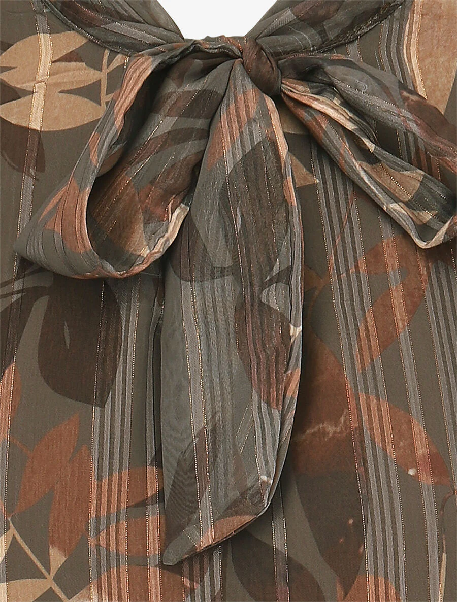 Voile blouse met bloemenprint - taupe - Image 3