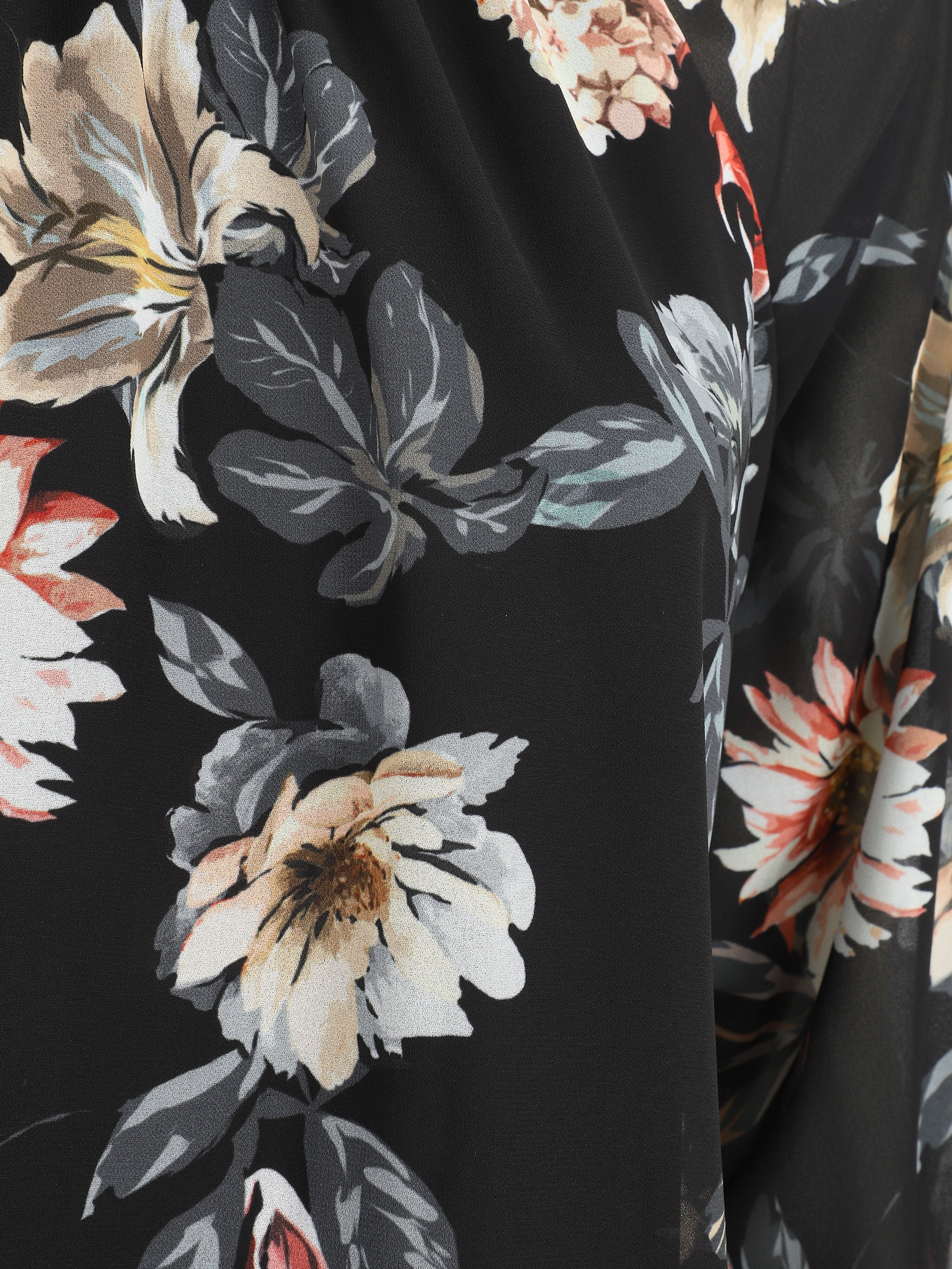Voile blouse met bloemenprint - zwart - Image 3