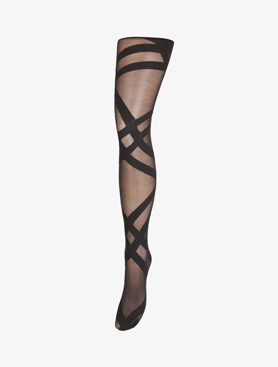 Voile panty in lintstijl - Zwart