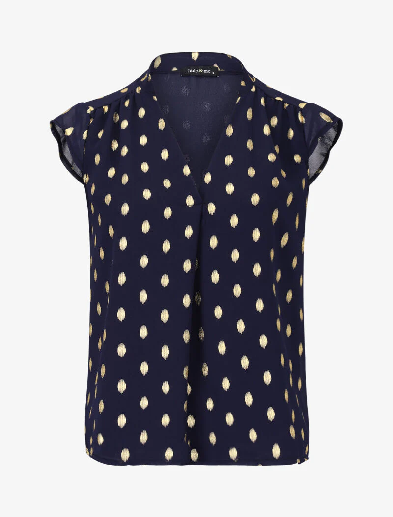 Voile top met gespikkelde print - Marineblauw
