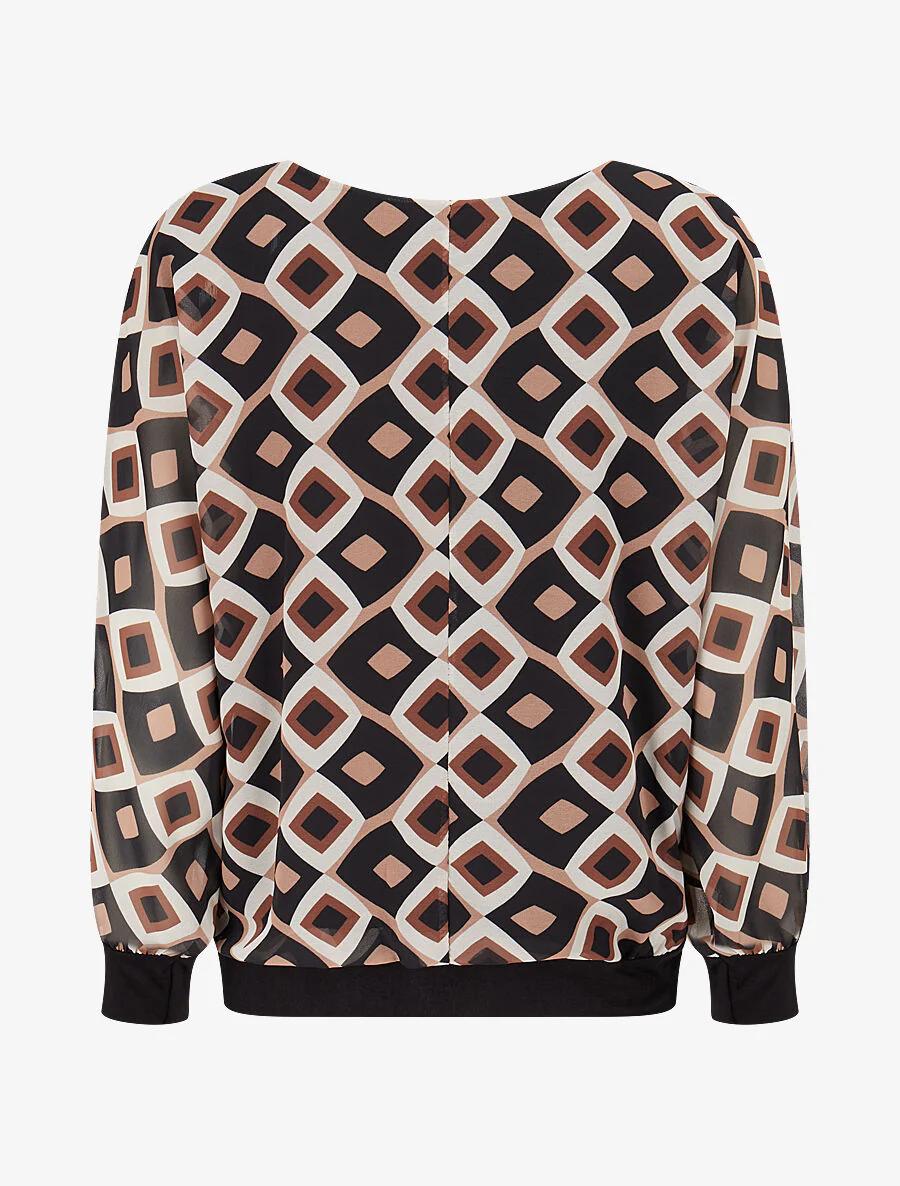 Voile top met patroon uit de jaren 70 - zwart - Image 2