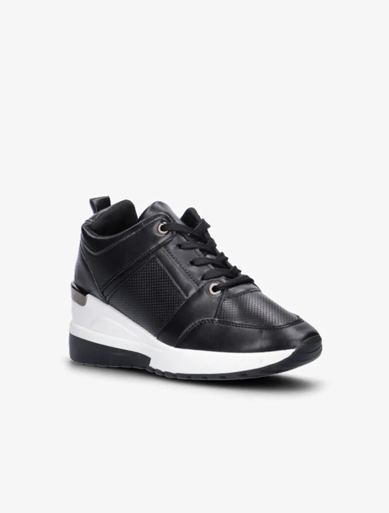 Wedge sneakers met metalen details - zwart - Image 3