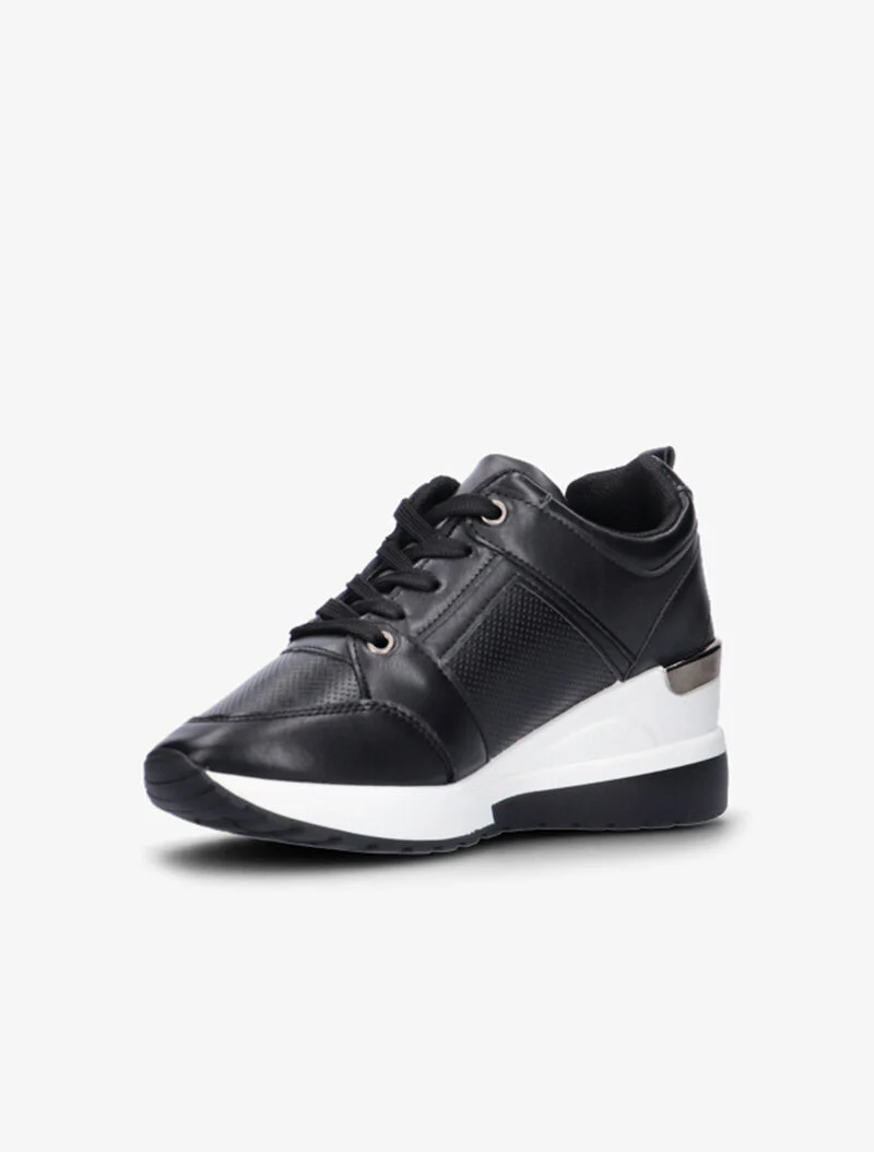 Wedge sneakers met metalen details - zwart - Image 4