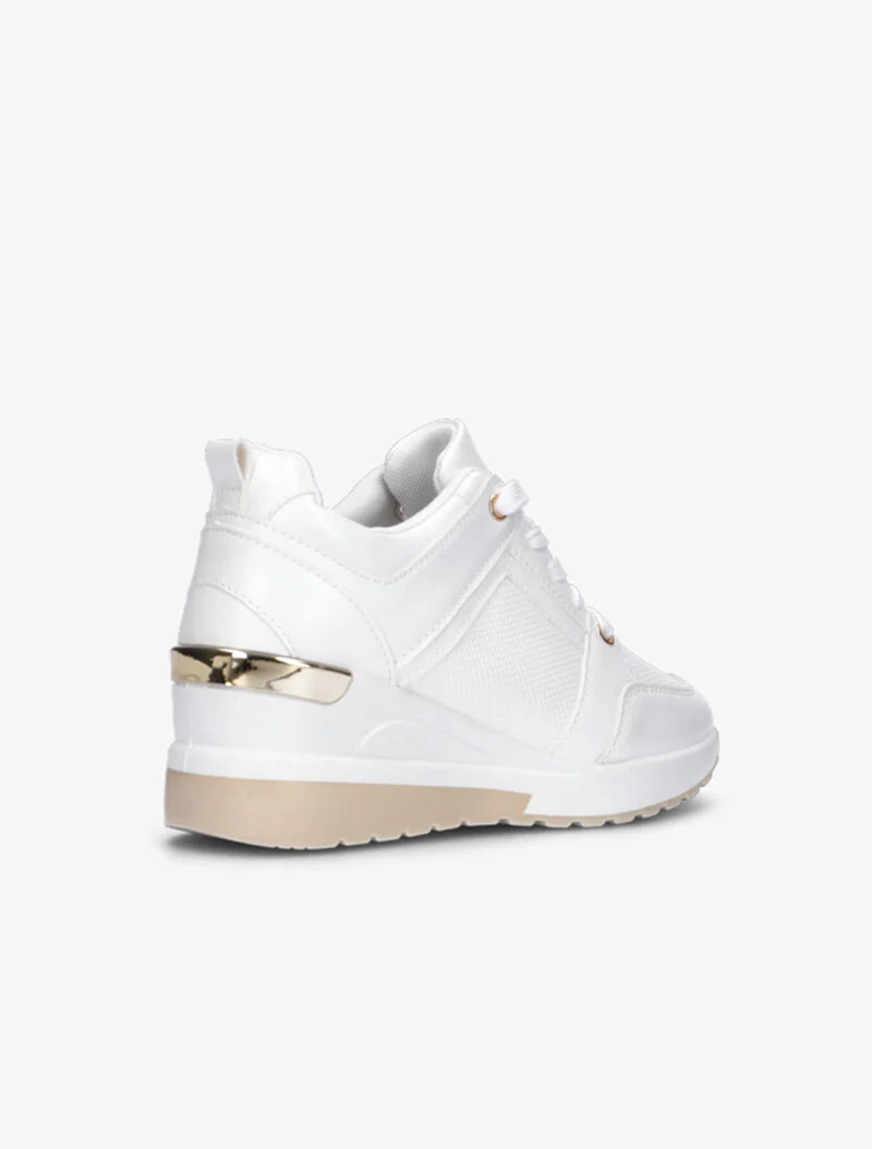 Wedge sneakers met metalen details - wit - Image 5