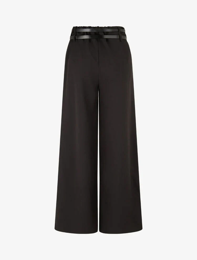 Wide leg broek met dubbele riemen - Zwart - Image 2