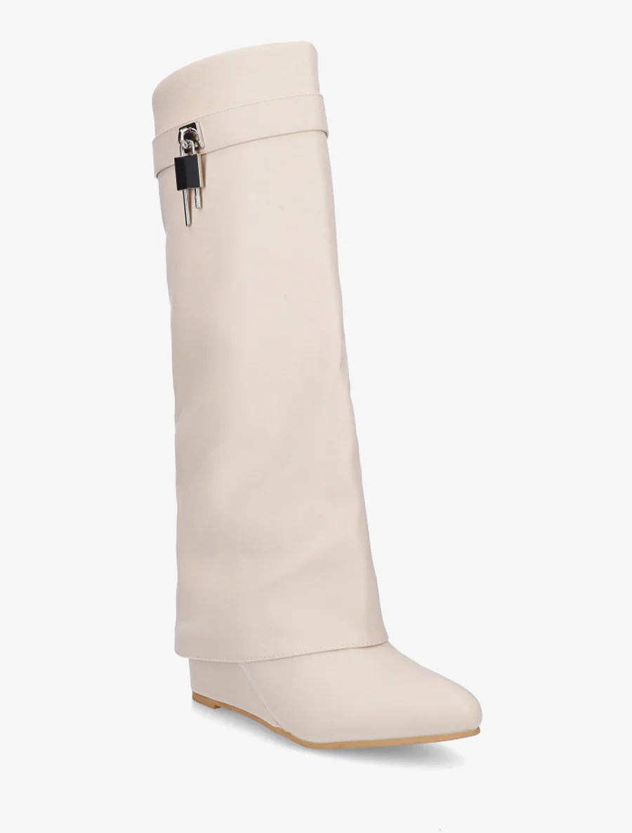 Wiggenlaarzen met omslagrand - Beige - Image 2
