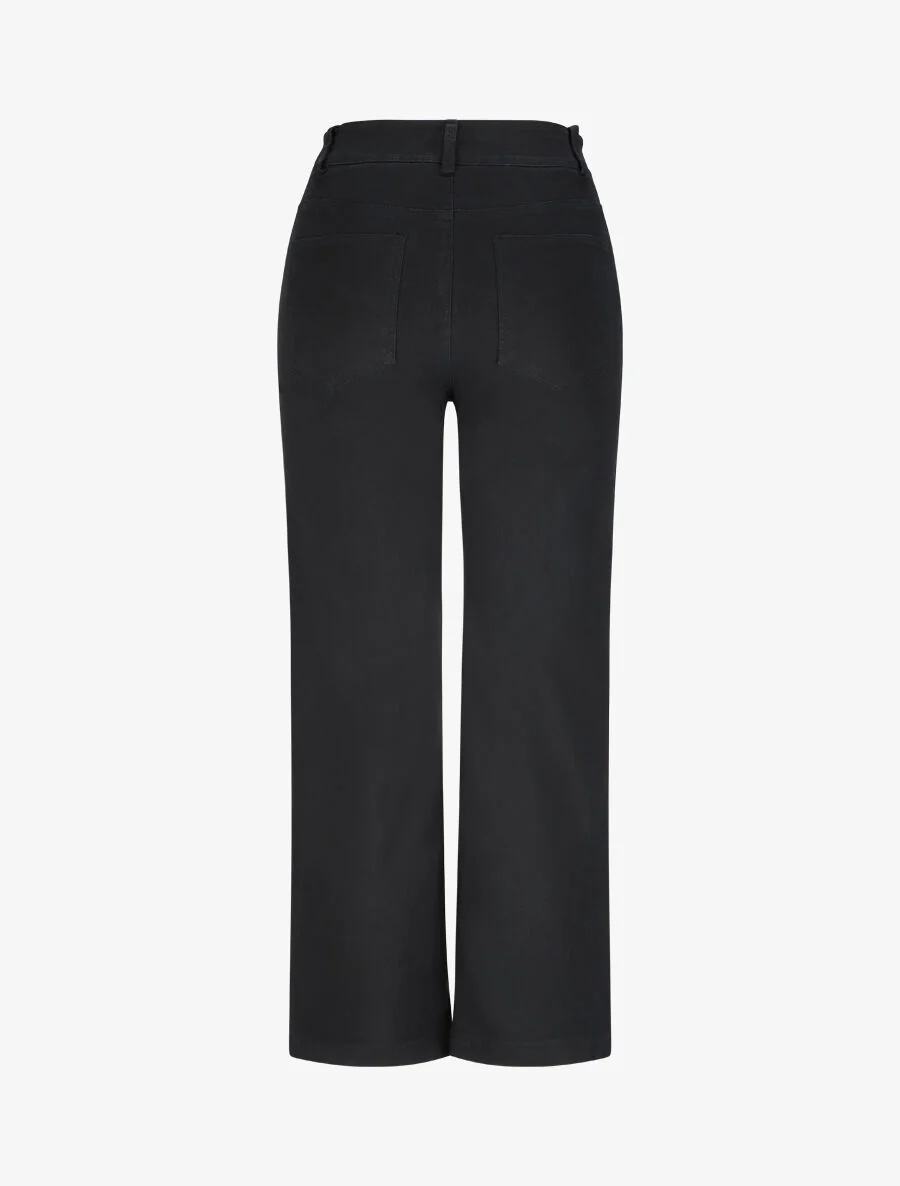 Wijd 7/8 hoge taille broek - Zwart - Image 2