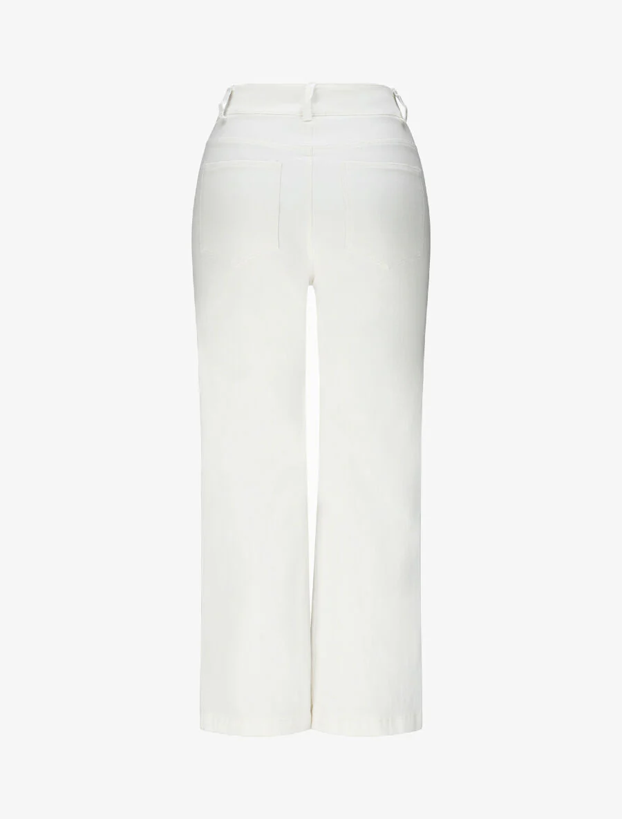 Wijd 7/8 hoge taille broek - Ecru - Image 2