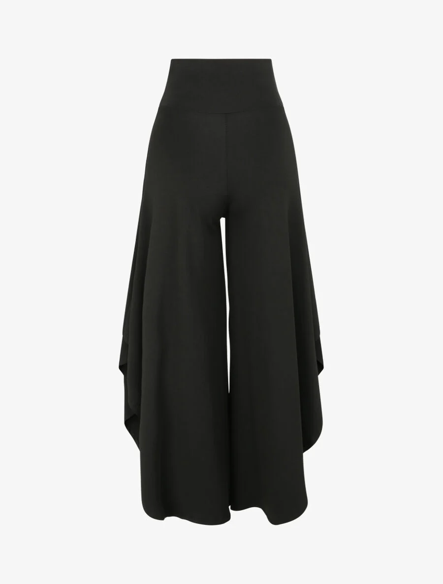 Wijd broek met asymmetrische randen - Zwart - Image 2