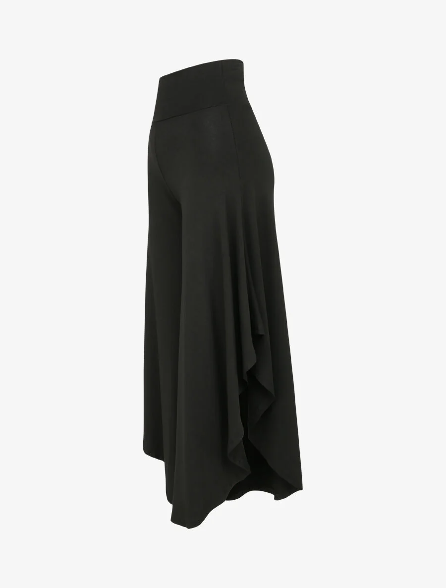 Wijd broek met asymmetrische randen - Zwart - Image 3