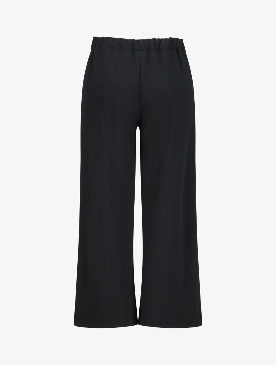 Wijd broek met elastische taille - Zwart - Image 2