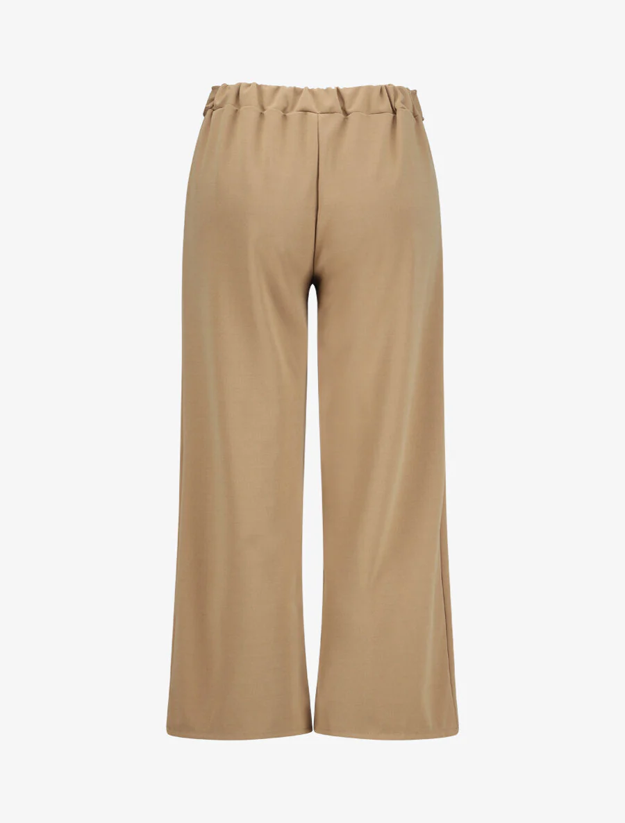 Wijd broek met elastische taille - Kameel - Image 2