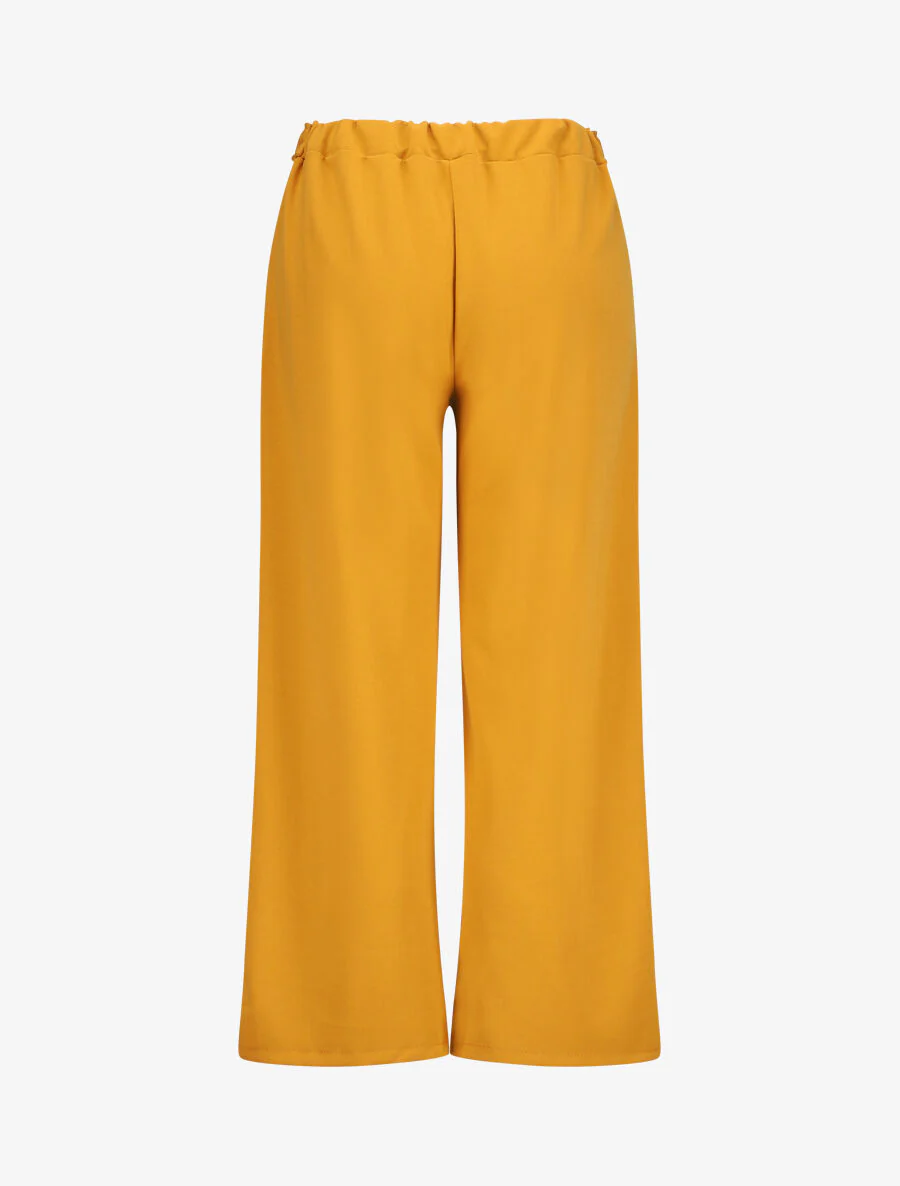 Wijd broek met elastische taille - Mosterdgeel - Image 2