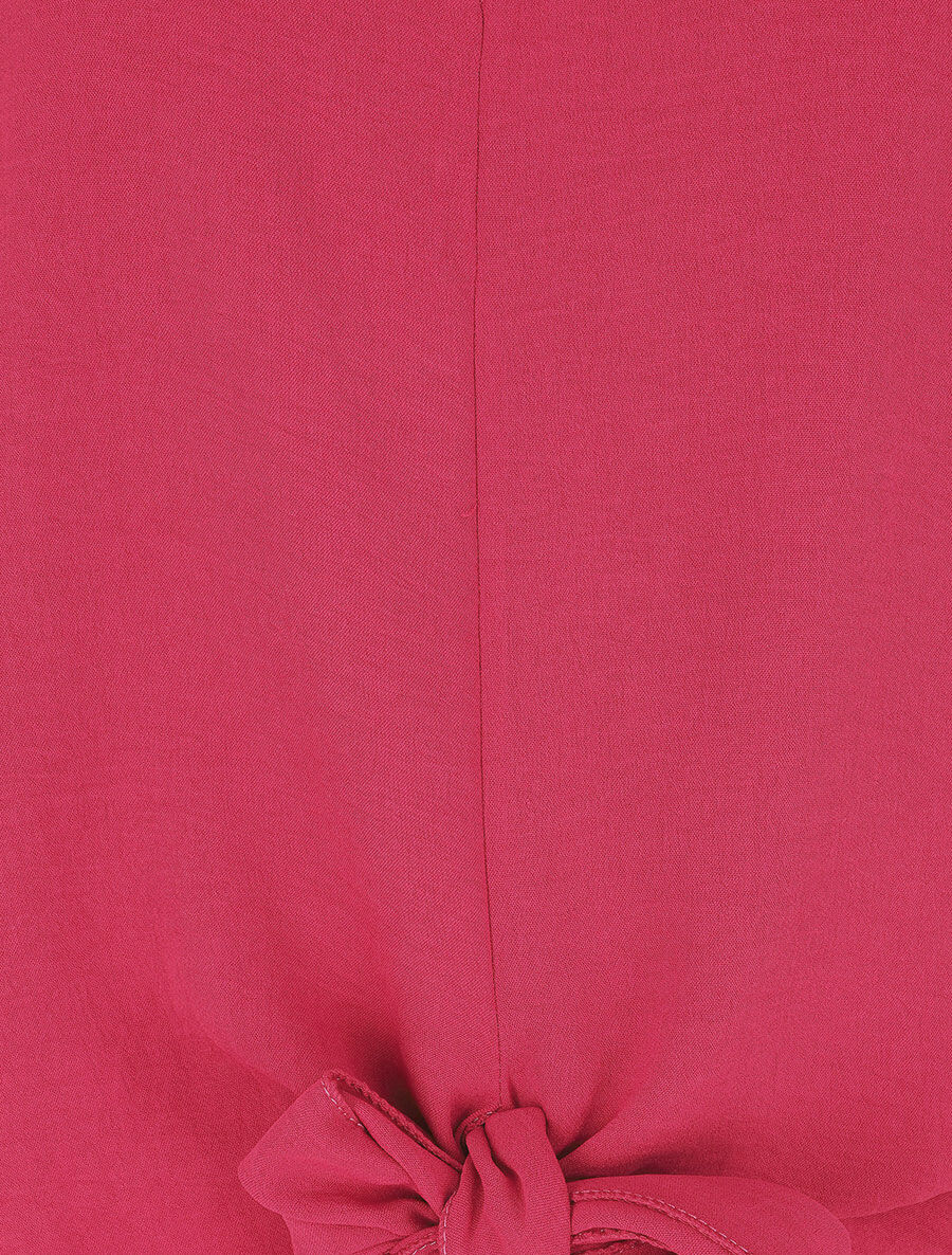 Wijd effen bloes met knoopbanden - Fuchsia - Image 3
