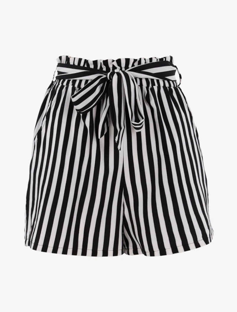 Korte gestreepte short - zwart