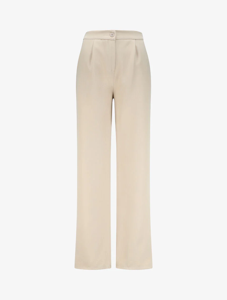 Wijd recht gesneden broek - Beige
