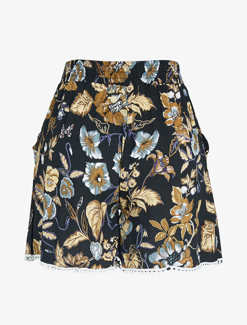 Korte broek met bloemenprint - Zwart - Image 2