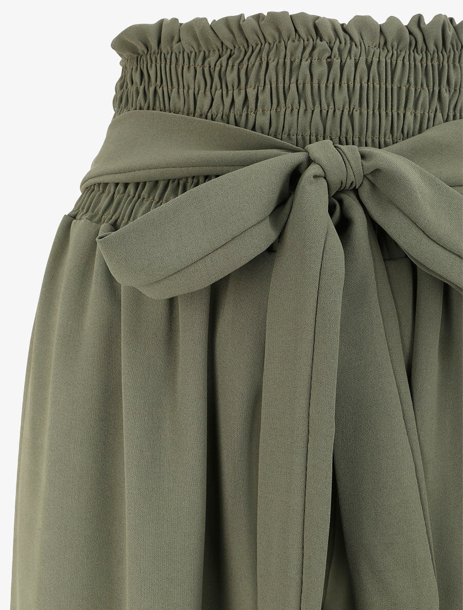 Wijde broek met elastische taille - Kaki - Image 3