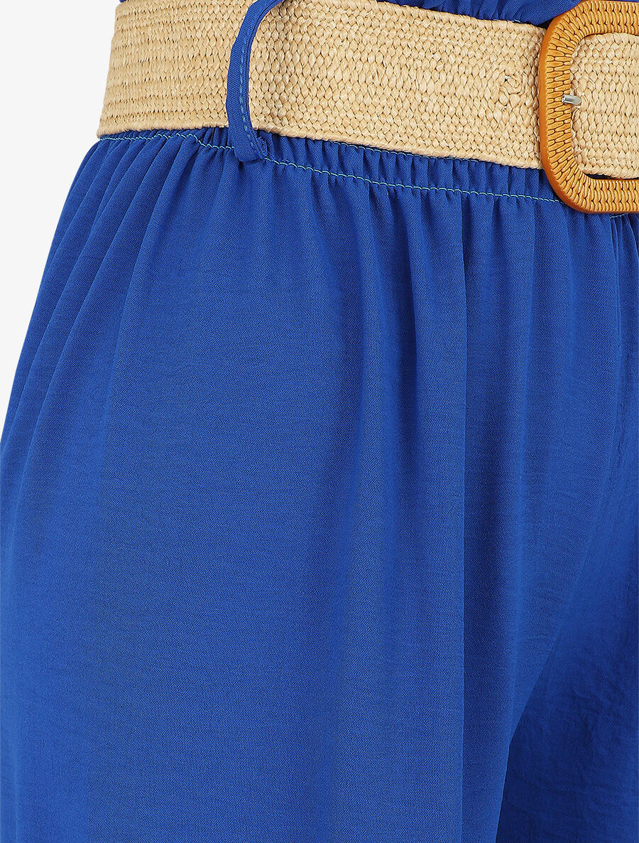Wijde broek met elastische taille - Elektrisch blauw - Image 3
