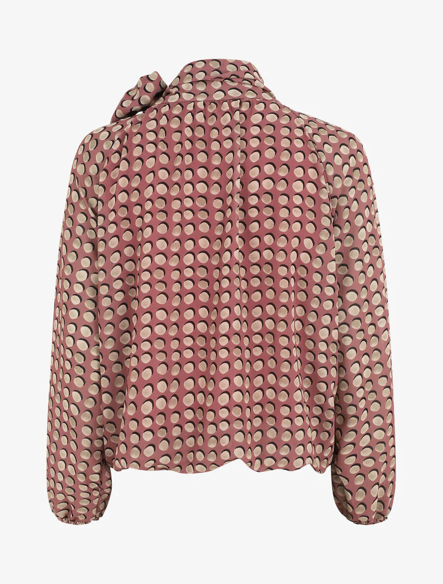 Wijde blouse met stippen en strikkraag - Oudroze - Image 2