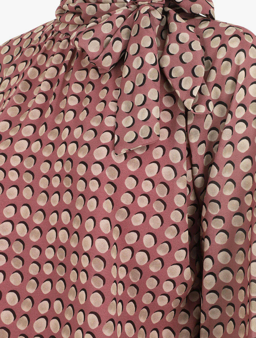 Wijde blouse met stippen en strikkraag - Oudroze - Image 3