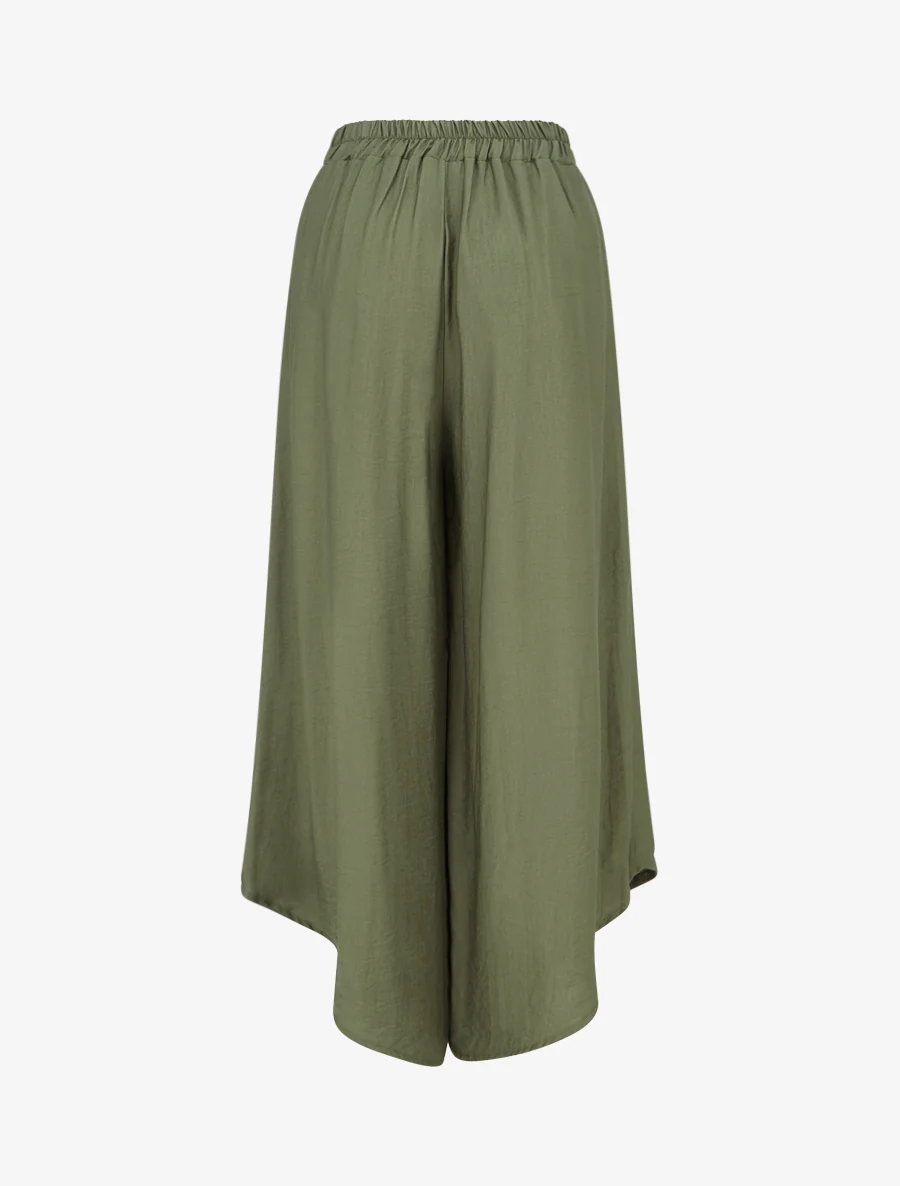 Wijde broek met asymmetrische randen - Kaki - Image 2