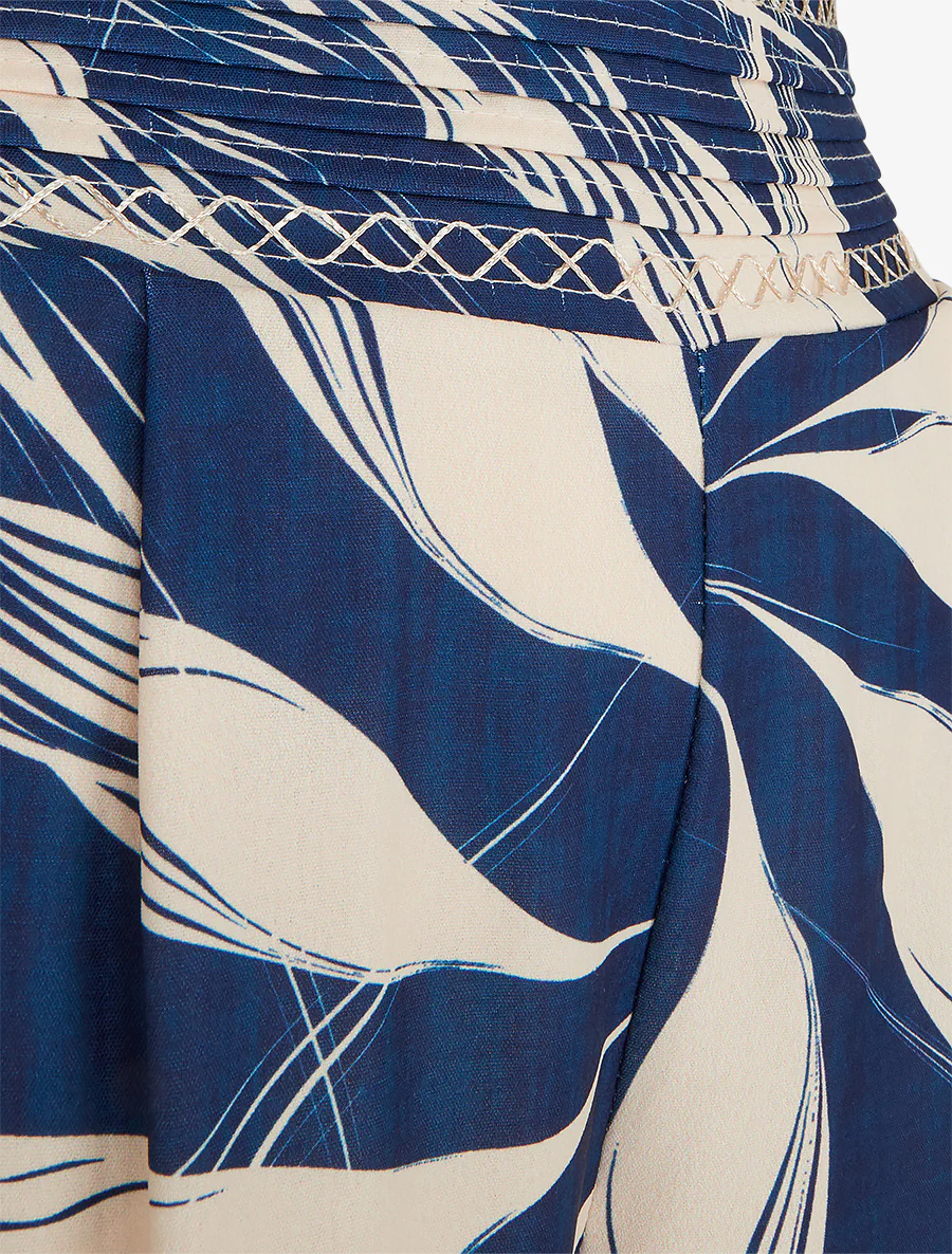 Wijde broek met bladerprint - Marine - Image 3