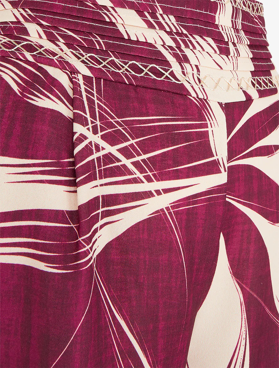 Wijde broek met bladerprint - Pruim - Image 3