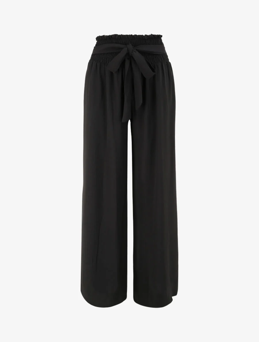 Wijde broek met elastische taille - Zwart