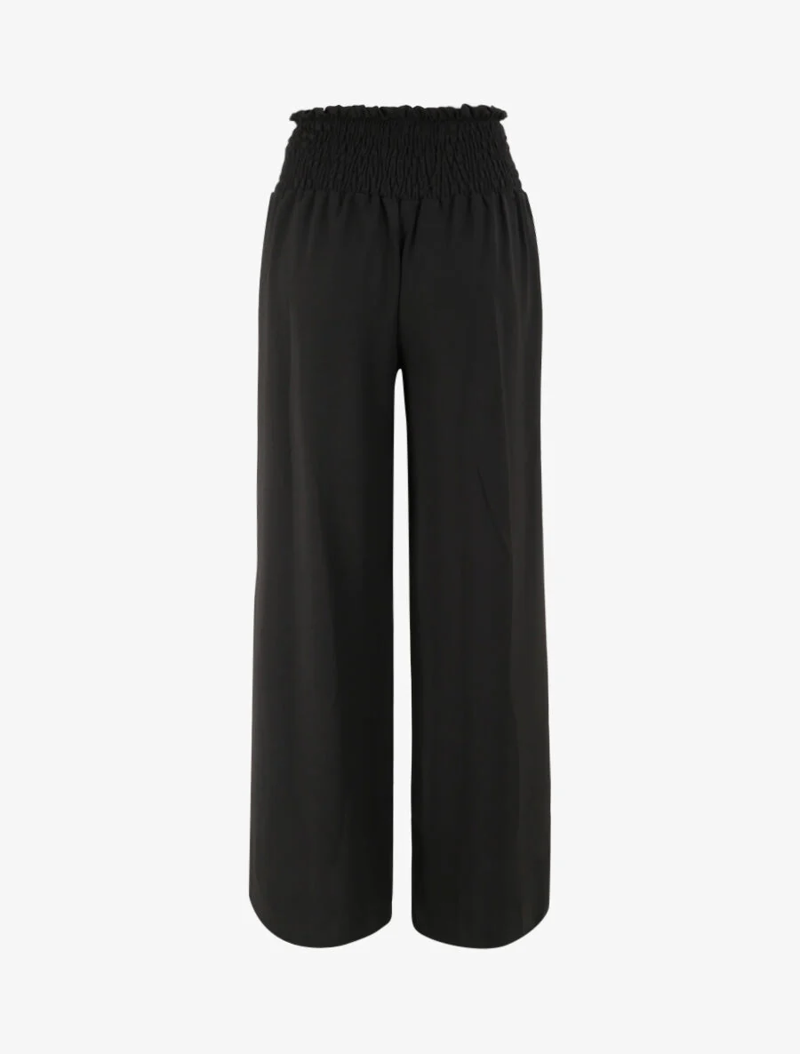 Wijde broek met elastische taille - Zwart - Image 2