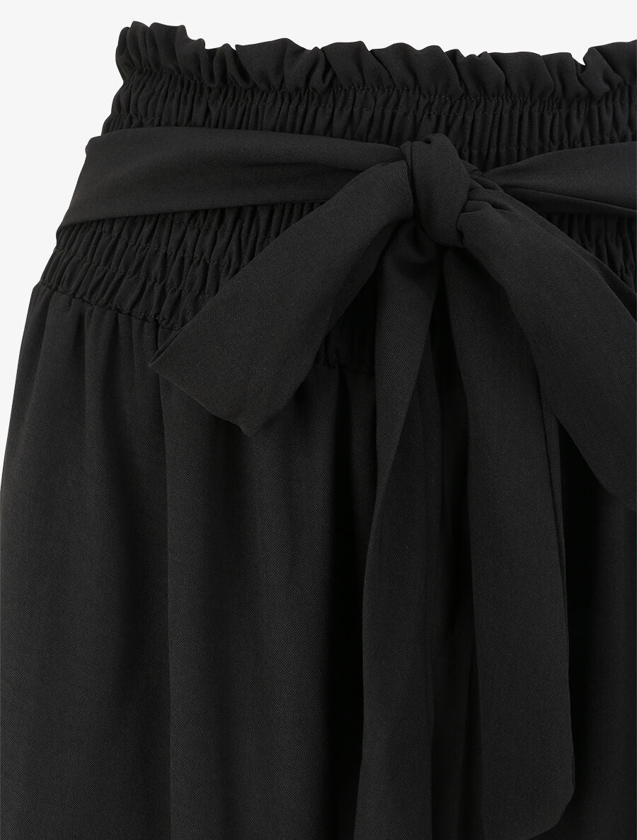 Wijde broek met elastische taille - Zwart - Image 3