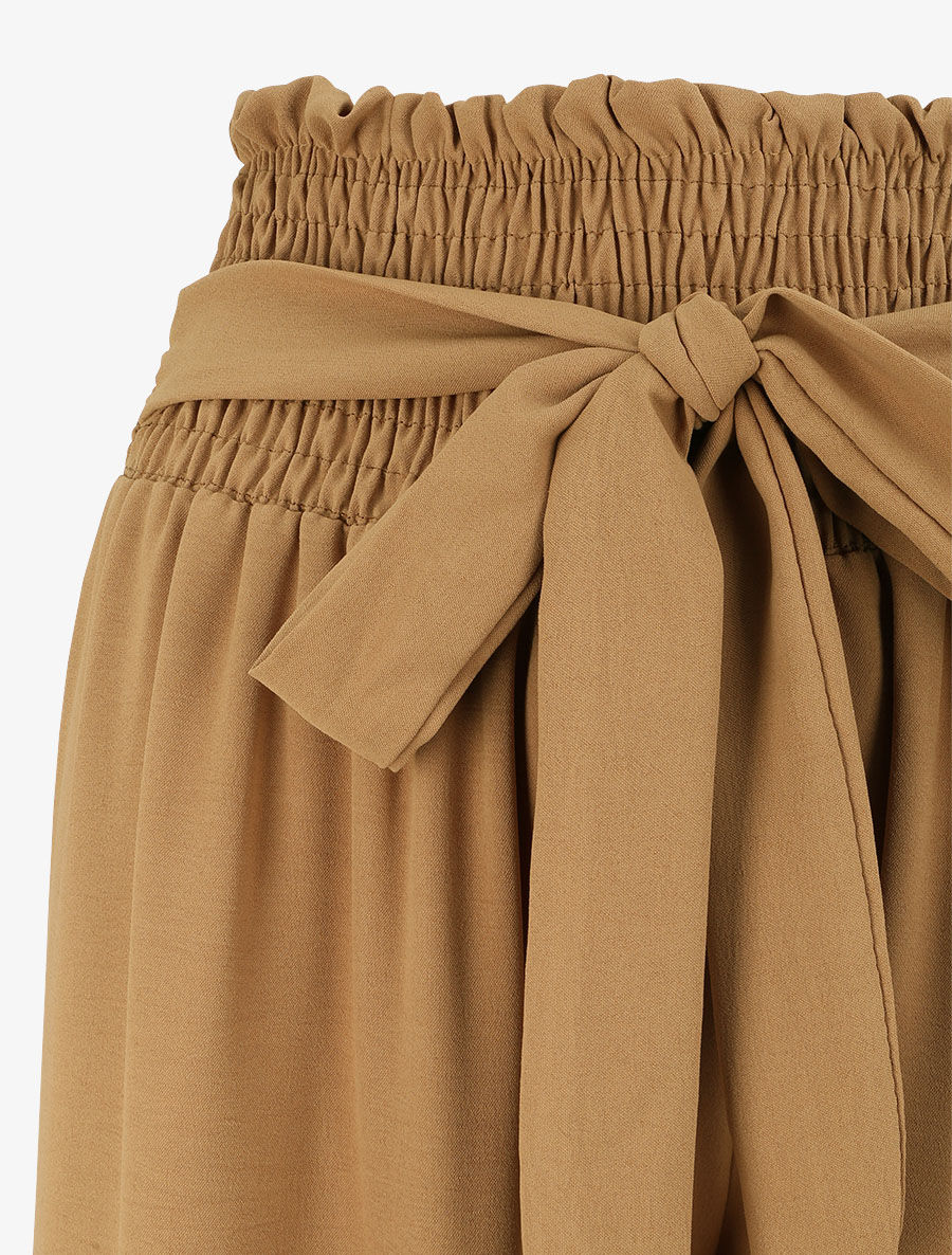 Wijde broek met elastische taille - Camel - Image 3
