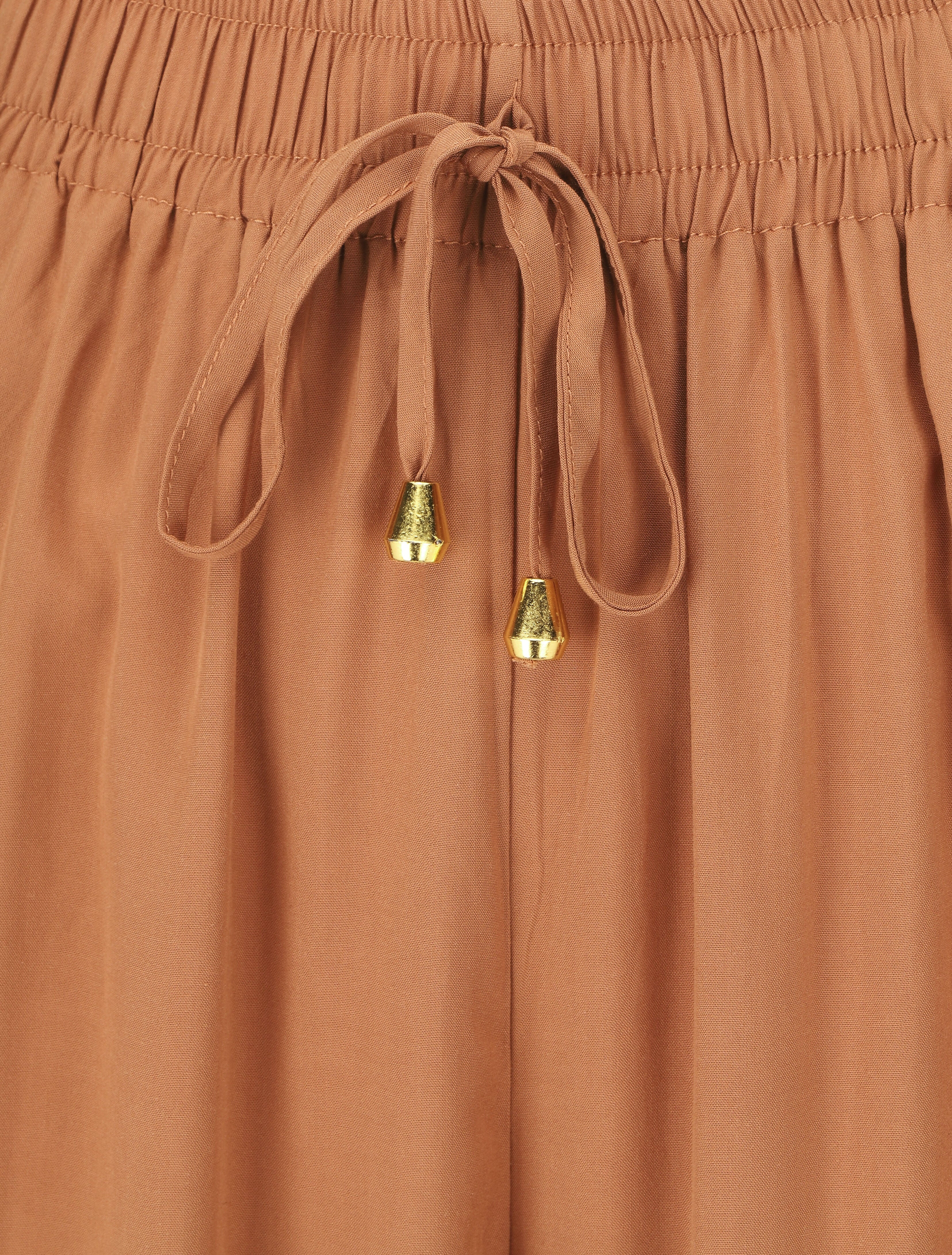 Wijde broek met elastische tailleband - Roest - Image 3