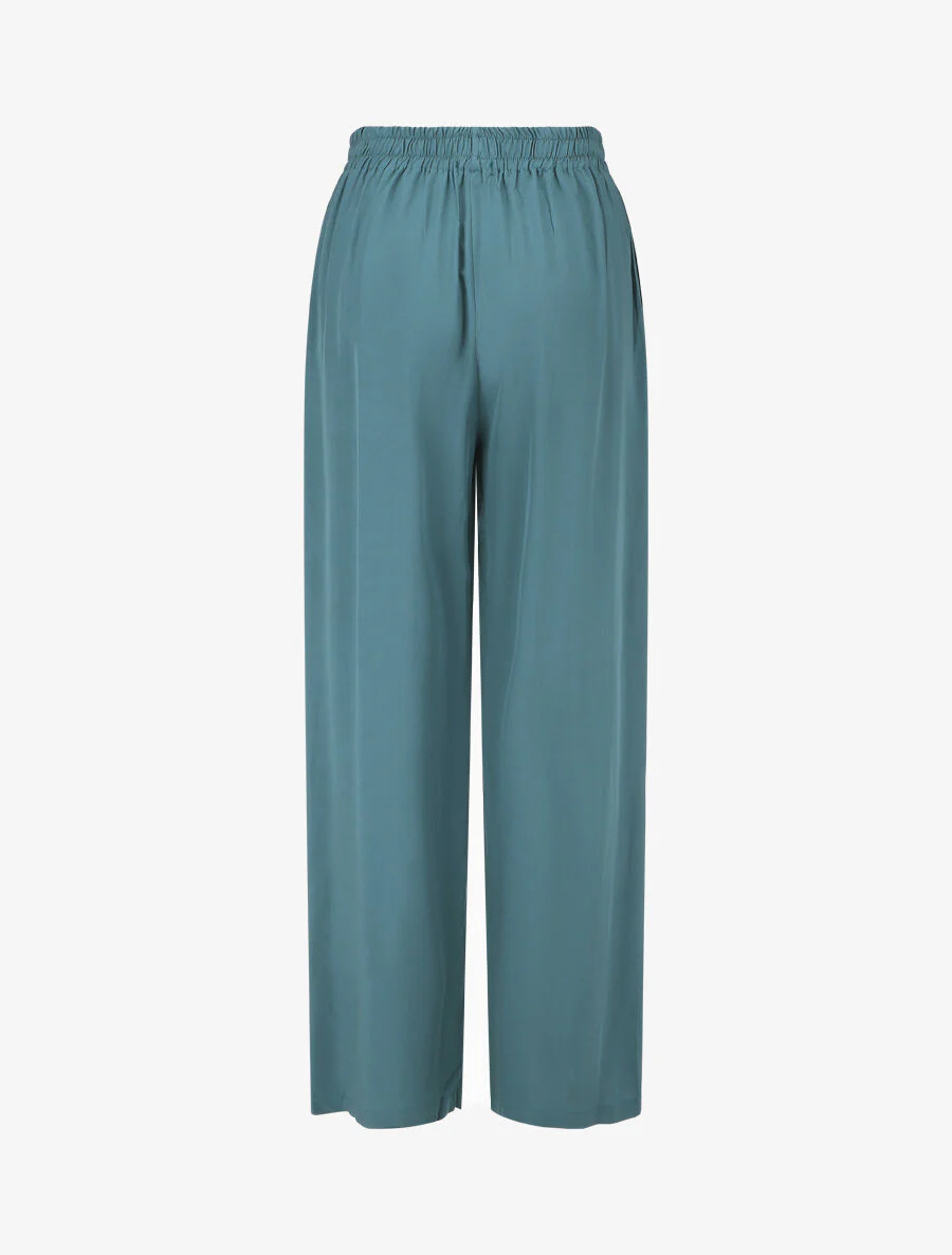 Wijde broek met elastische tailleband - Blauwgroen - Image 2