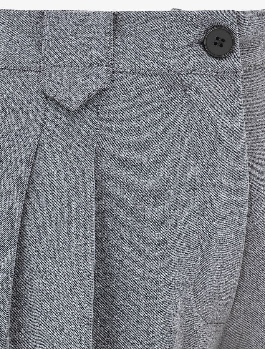 Wijde broek met elastische tailleband - grijs - Image 3