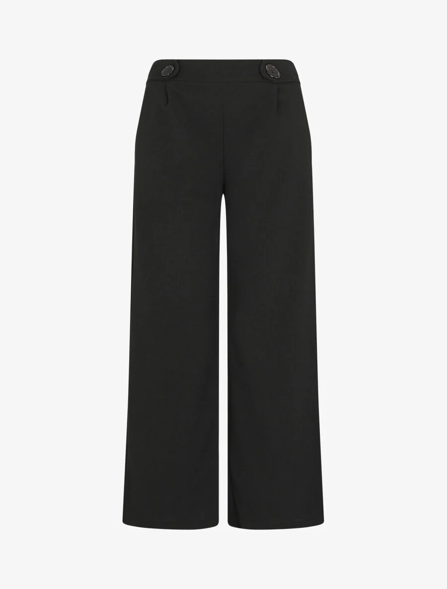 Wijde broek met elastische tailleband - Zwart