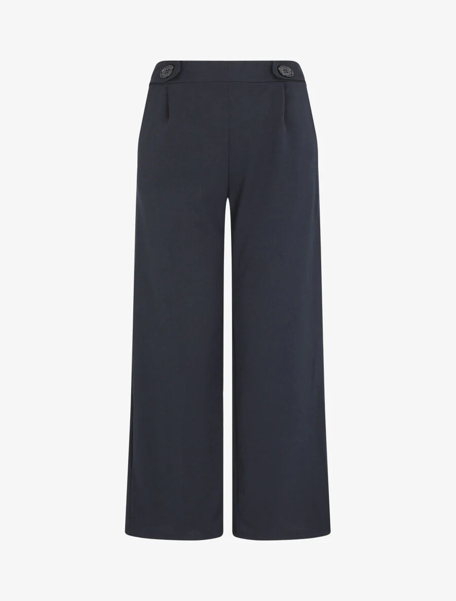 Wijde broek met elastische tailleband - Marineblauw