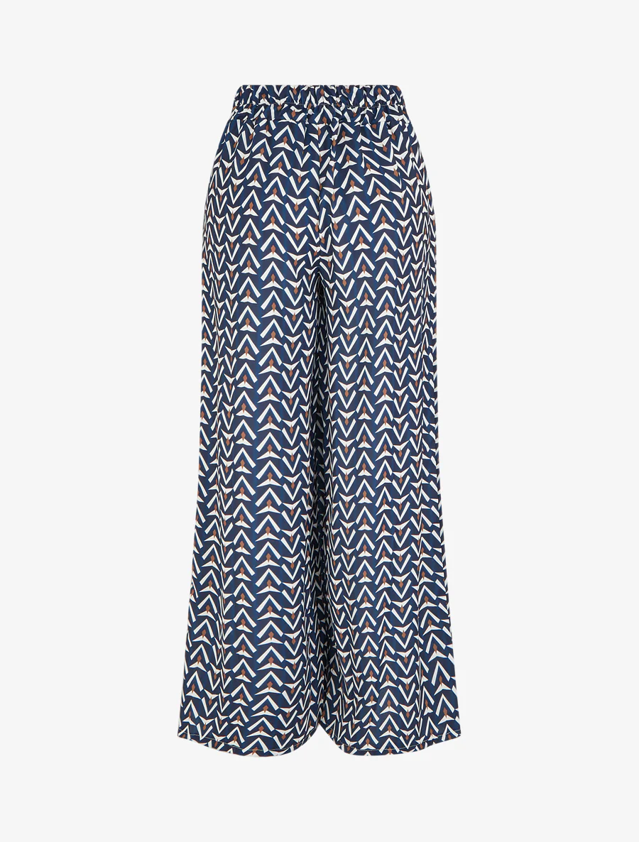Wijde broek met geometrische print - Marine - Image 2