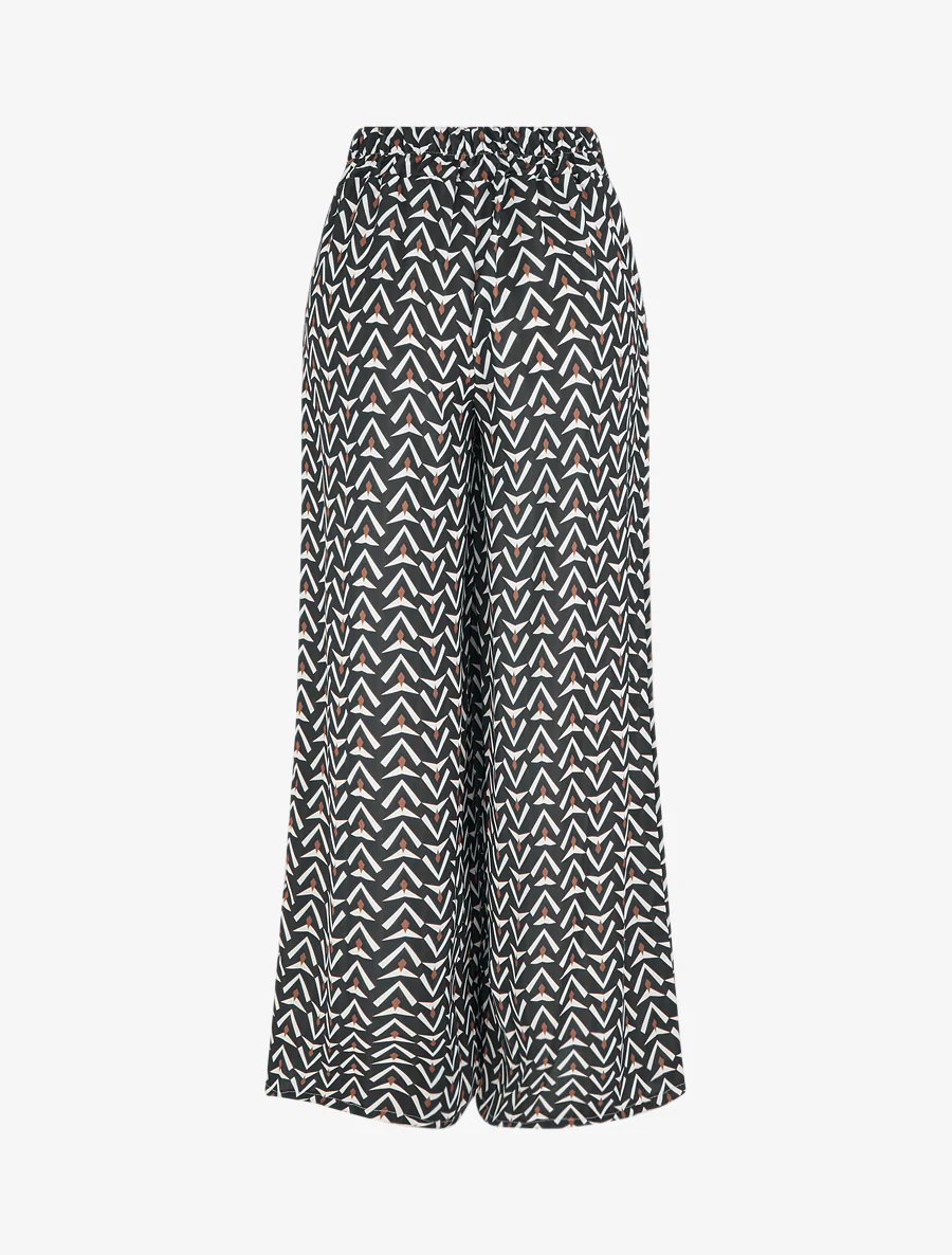 Wijde broek met geometrische print - Zwart - Image 2