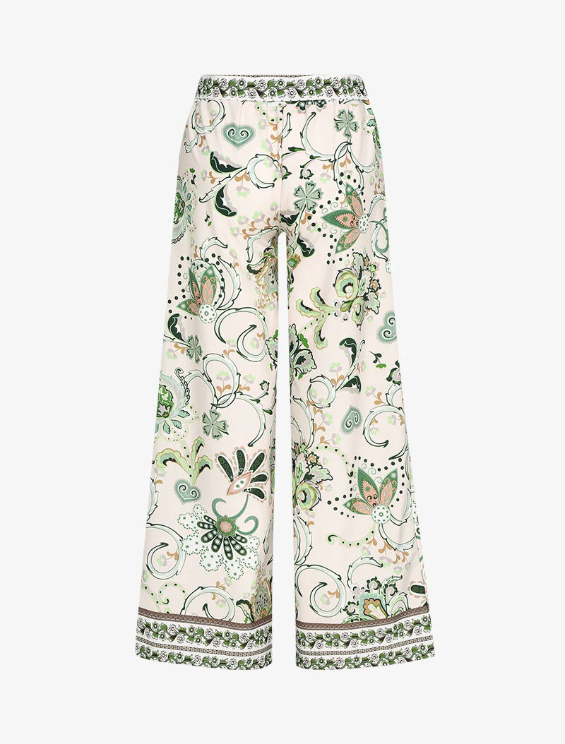 Wijde broek met gestileerde barokprints - beige - Image 2