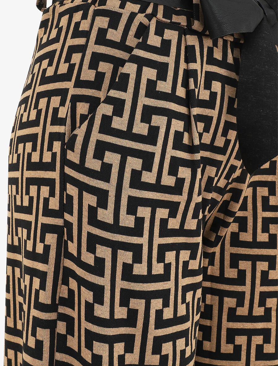 Wijde broek met grafische print - Camel - Image 3