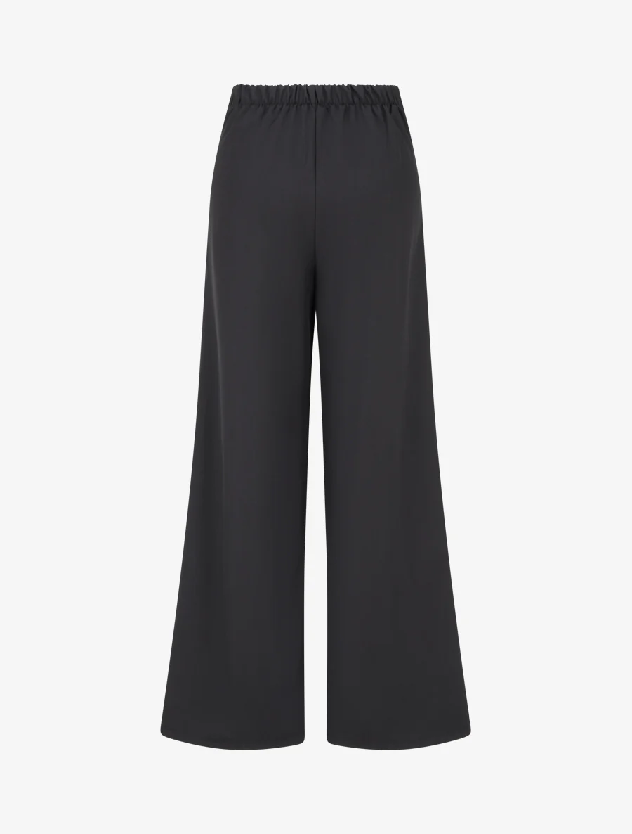Wijde broek met hoge taille en fantasiegesp. - Zwart - Image 2