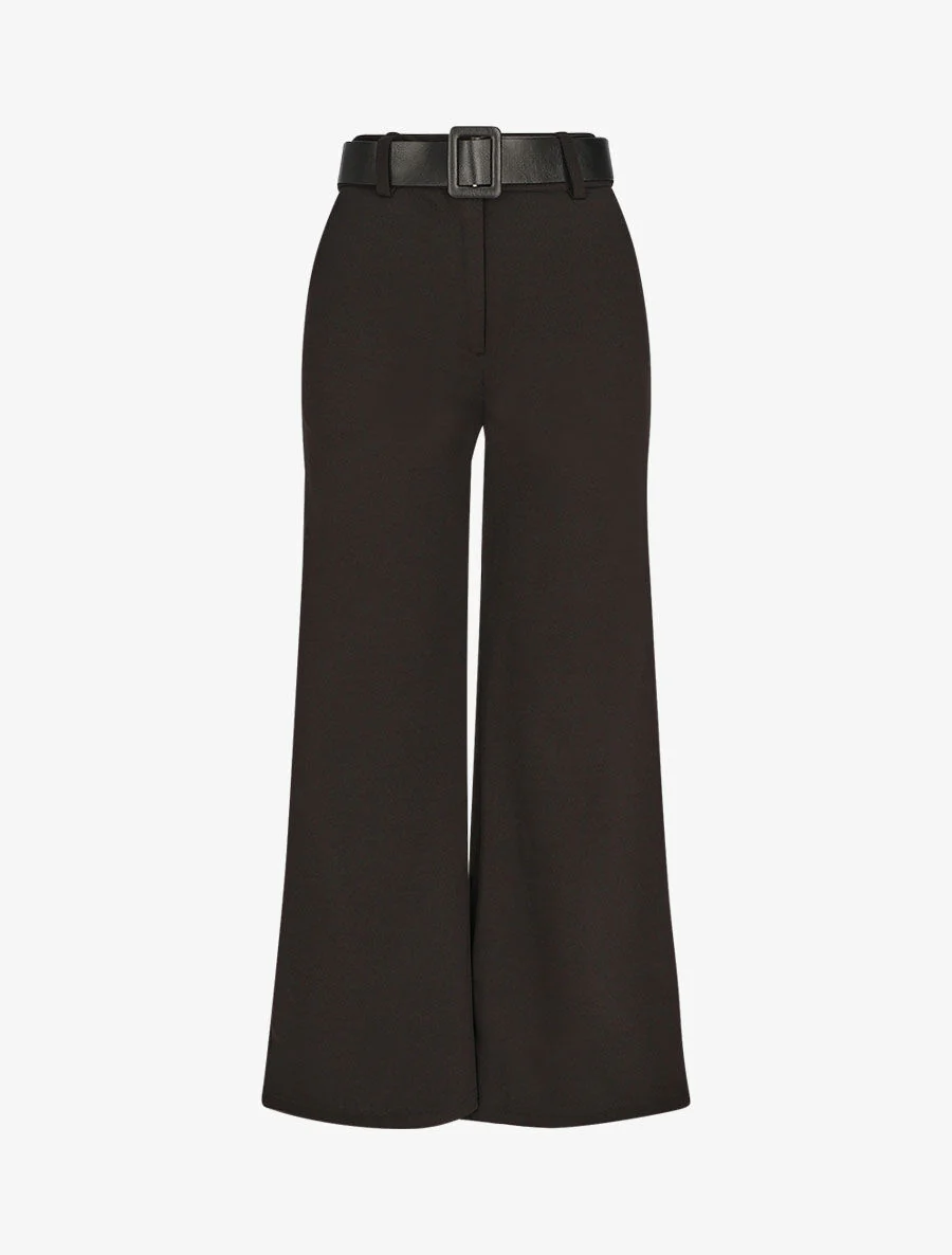 Wijde broek met hoge taille - zwart