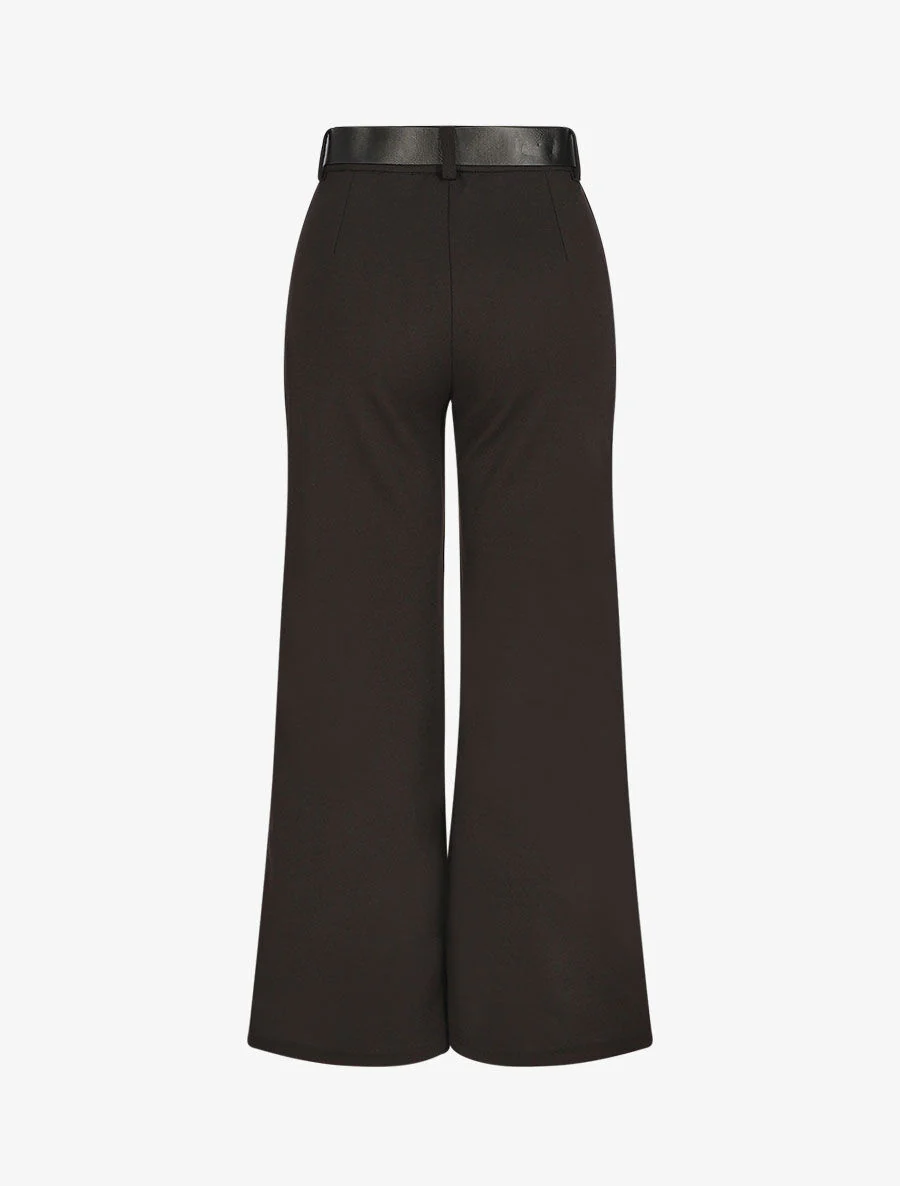 Wijde broek met hoge taille - zwart - Image 2