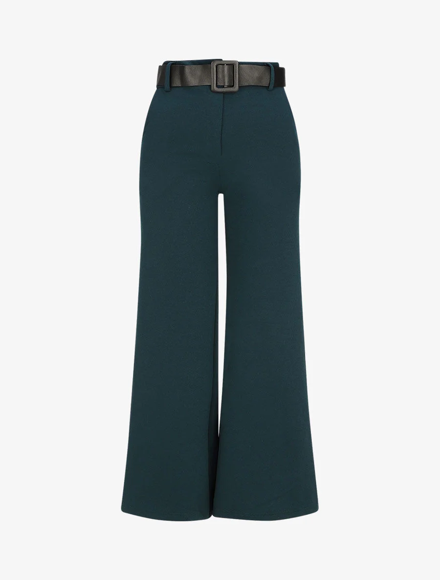 Wijde broek met hoge taille - Blauw