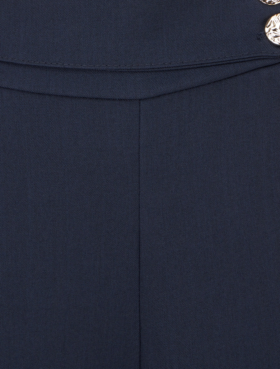 Wijde broek met riem en knopen - Marine - Image 3